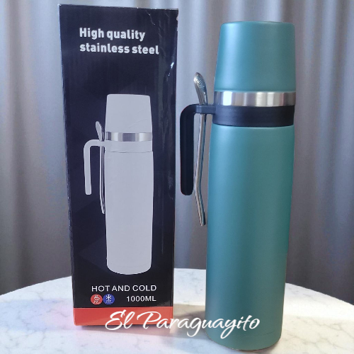 Termo #2 acero inox 1 Litro + mate + bombilla Verde