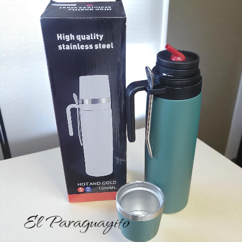 Termo #2 acero inox 1 Litro + mate + bombilla Verde
