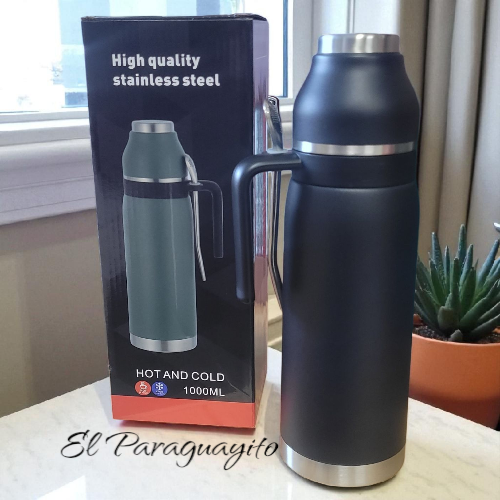 Termo #1 acero inox 1 Litro + mate + bombilla negro
