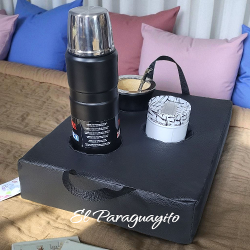 Cojín matero ecocuero negro 3 esp