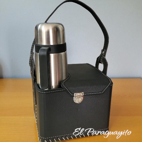 Canasto matero 4 comp negro con tapa