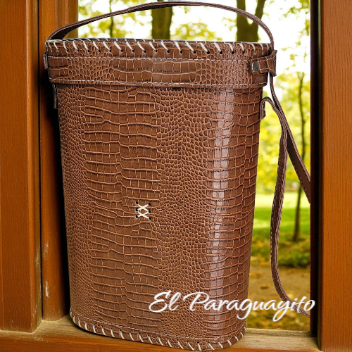 Bolso Matero ecocuero café cocodrilo