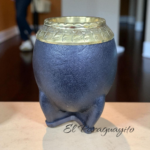 Mate torpedo calabaza negro virola bronce sinselado