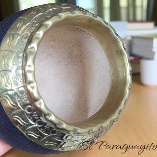 Mate torpedo calabaza negro virola bronce sinselado