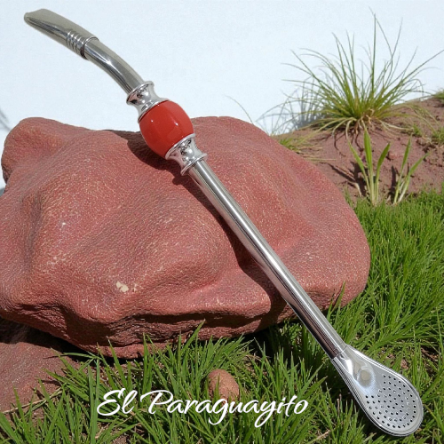 Bombilla piedra color rojo