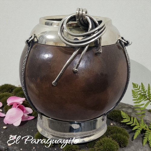 Mate Porongo base imperial y virola de alpaca adorno alpaca