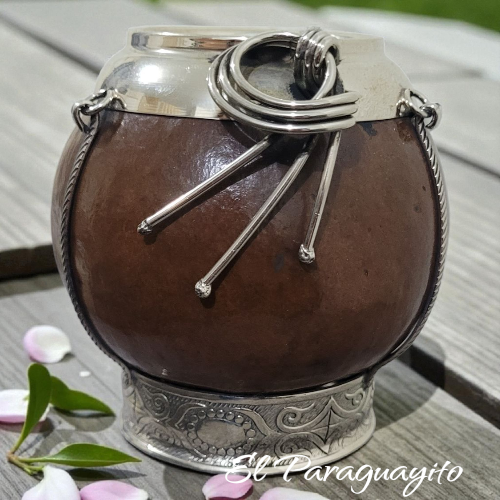 Mate Porongo base imperial y virola de alpaca adorno alpaca