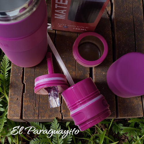 Termo Mate autocebante 750 ml acero inox Fucsia - Imagen 3