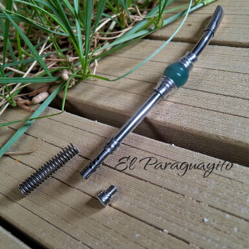 Bombilla piedra preciosa color verde base resorte Materos - Imagen 3