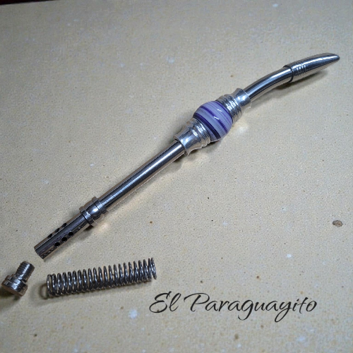 Bombilla piedra preciosa color morado base resorte Materos - Imagen 3