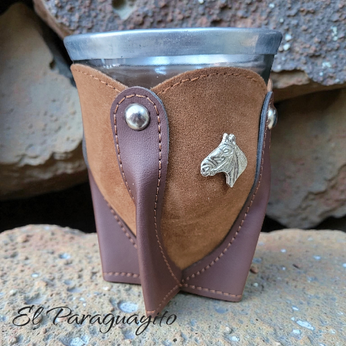 Mate vidrio templado ecocuero dije caballo