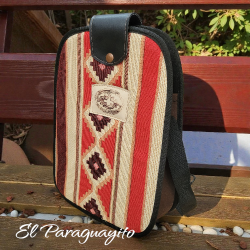 Bolso matero ecocuero café oscuro y textil