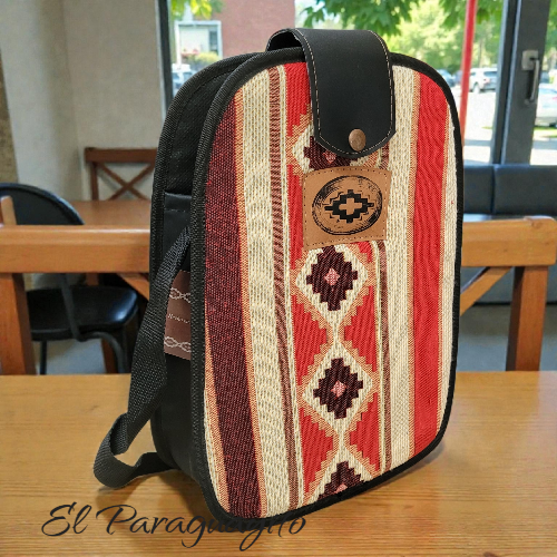 Bolso matero ecocuero negro y textil