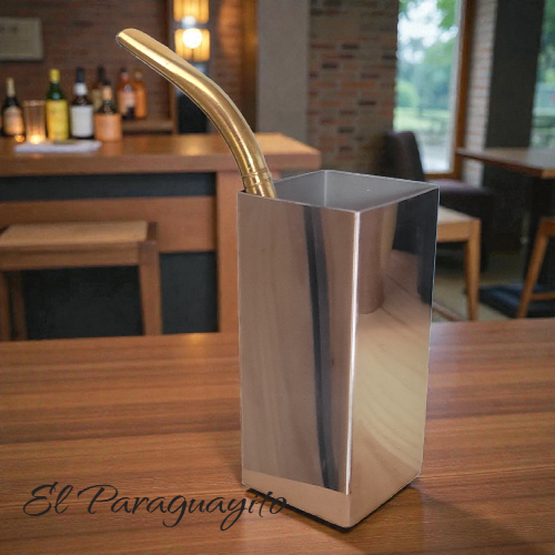 Mate guampa cudrada acero inox Tereré